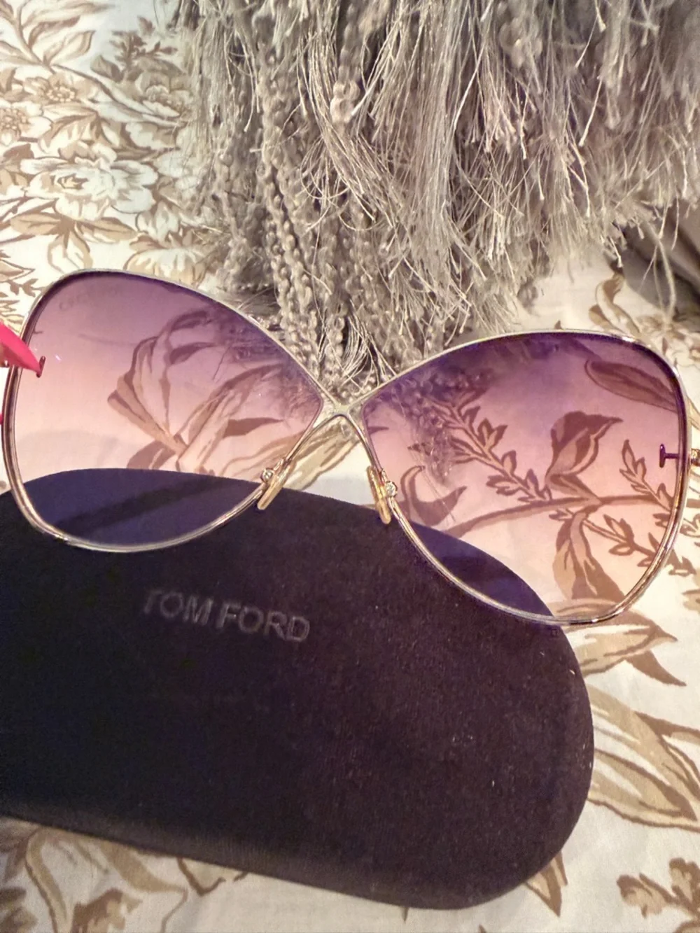 Tom Ford Women's Butterfly Sunglasses - Gold Frame with Brown Gradient Lenses